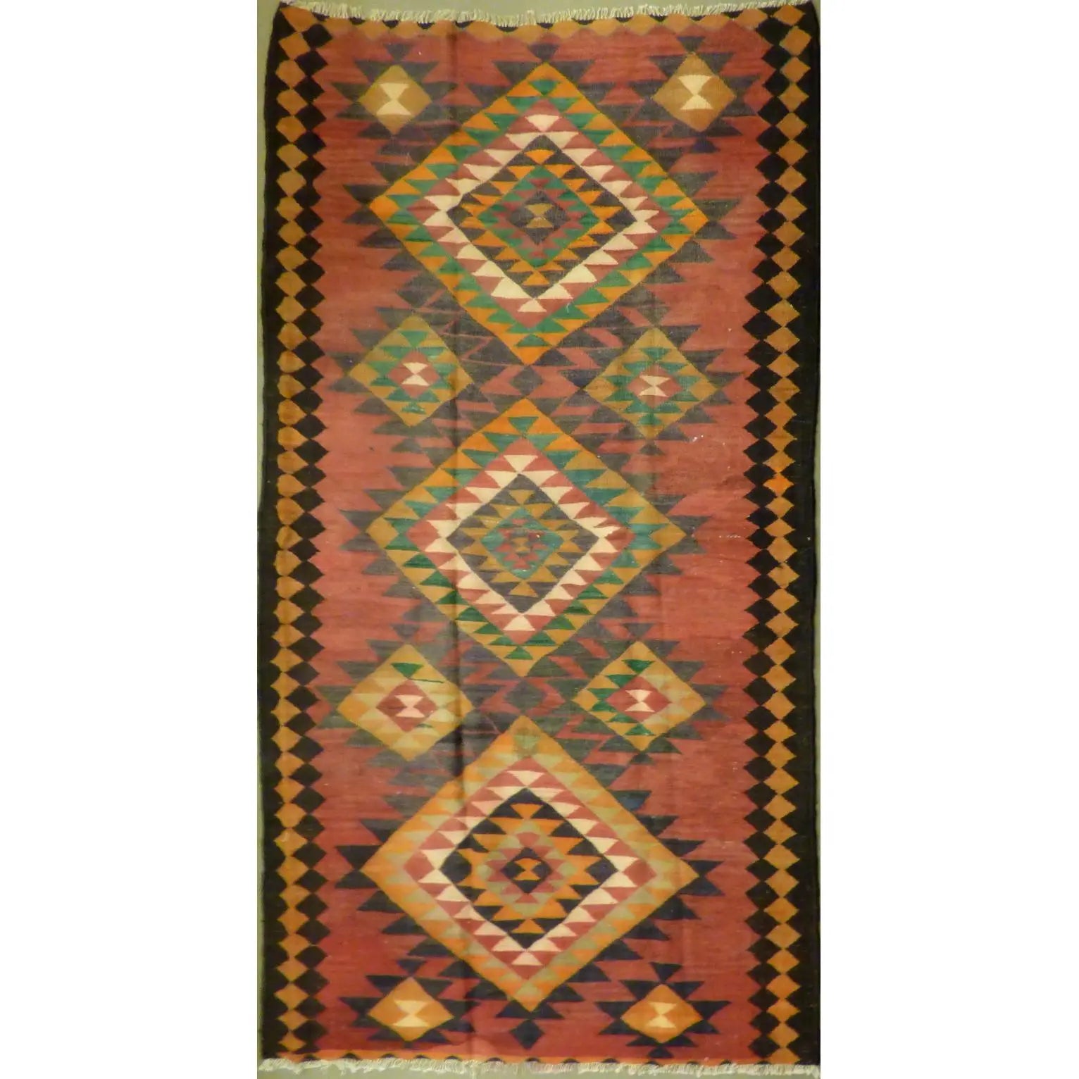 One Of The Kind Authentic Hand-Knotted Sanandaj Vintage Kilim 12'8" X 4'8"